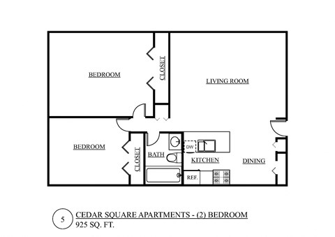 a floor plan of a studio apartment with a bedroom and a living room